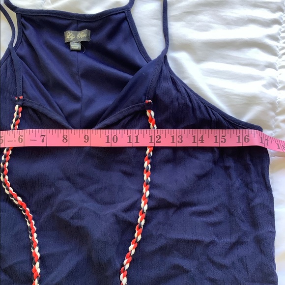 Lily Rose Blue Dress M Tank Top Tie Neck - Picture 5 of 7